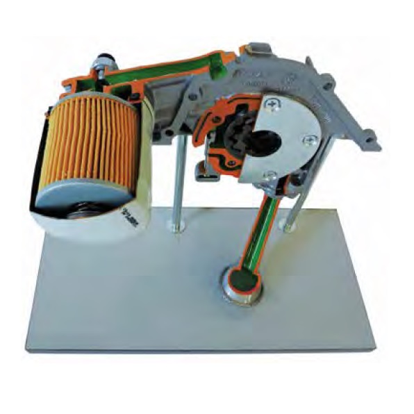 matériel pédagogique : Maquette d'un circuit de lubrification en coupe