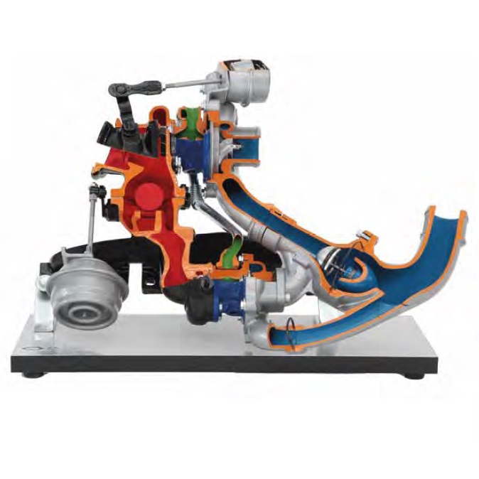 matériel pédagogique : Modèle didactique en coupe d'un système bi-turbo séquentiel 