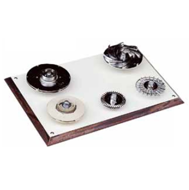 matériel pédagogique : Maquette avec jeu de 5 roues a aubes de pompes hydrauliques à eau