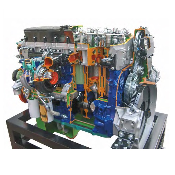 matériel pédagogique : Modèle en coupe d'un moteur diesel a injection électronique 6 cylindres de camion 