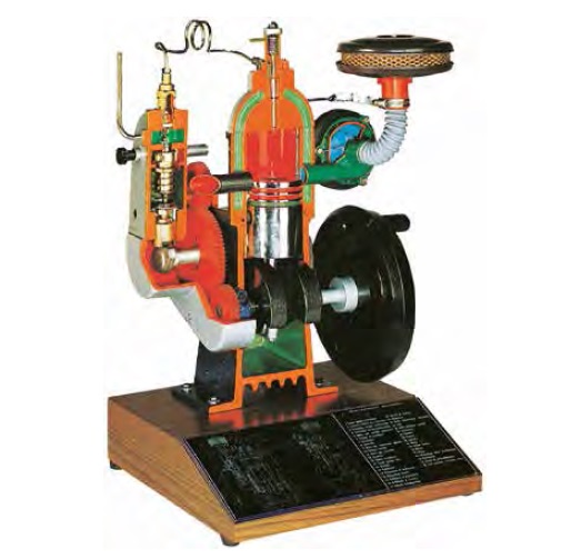 matériel pédagogique : Modèle en coupe d'un moteur diesel 2 temps monocylindre a injection directe