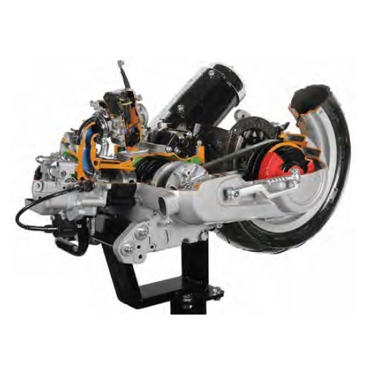 matériel pédagogique : Modèle en coupe de moteur de moto 4 temps à transmission CVT avec carburateur