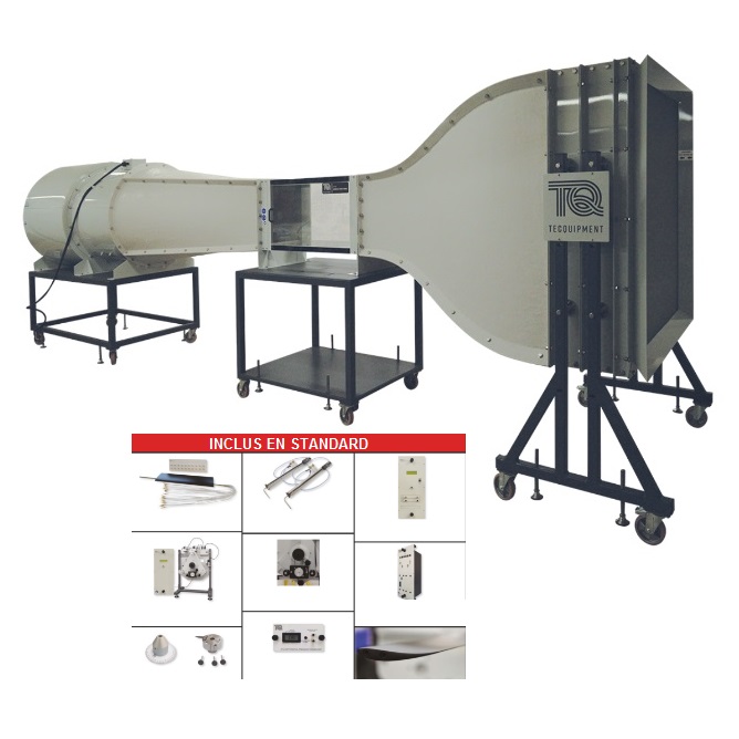 matériel pédagogique : Soufflerie subsonique avec veine de 450x450 longueur 1000 mm