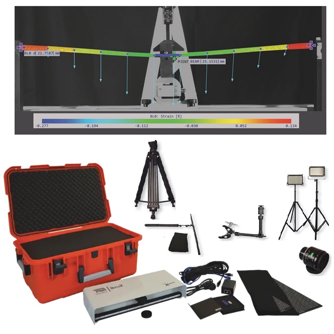 matériel pédagogique : Système d'extensomètrie 2D bidimensionnel par corrélation d'images numériques (DIC)