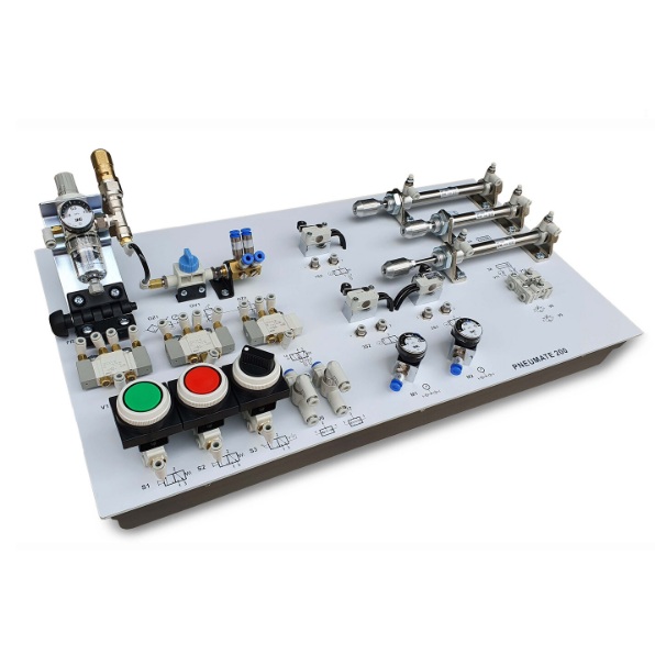 mat&eacute;riel p&eacute;dagogique : Platine didactique d'initiation à la pneumatique