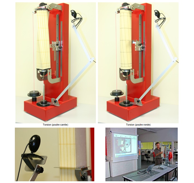 matériel pédagogique : Banc didactique d'étude de la déformation d'une poutre en flexion, en torsion ou en traction