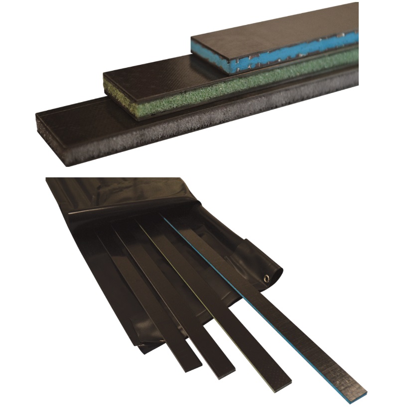 matériel pédagogique : Jeu de 4 poutres composites a structure sandwich fibres de carbone