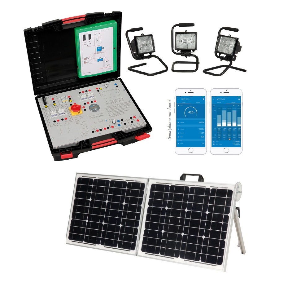 matériel pédagogique : Centrale solaire didactique portative sur site isolé avec lumière artificielle